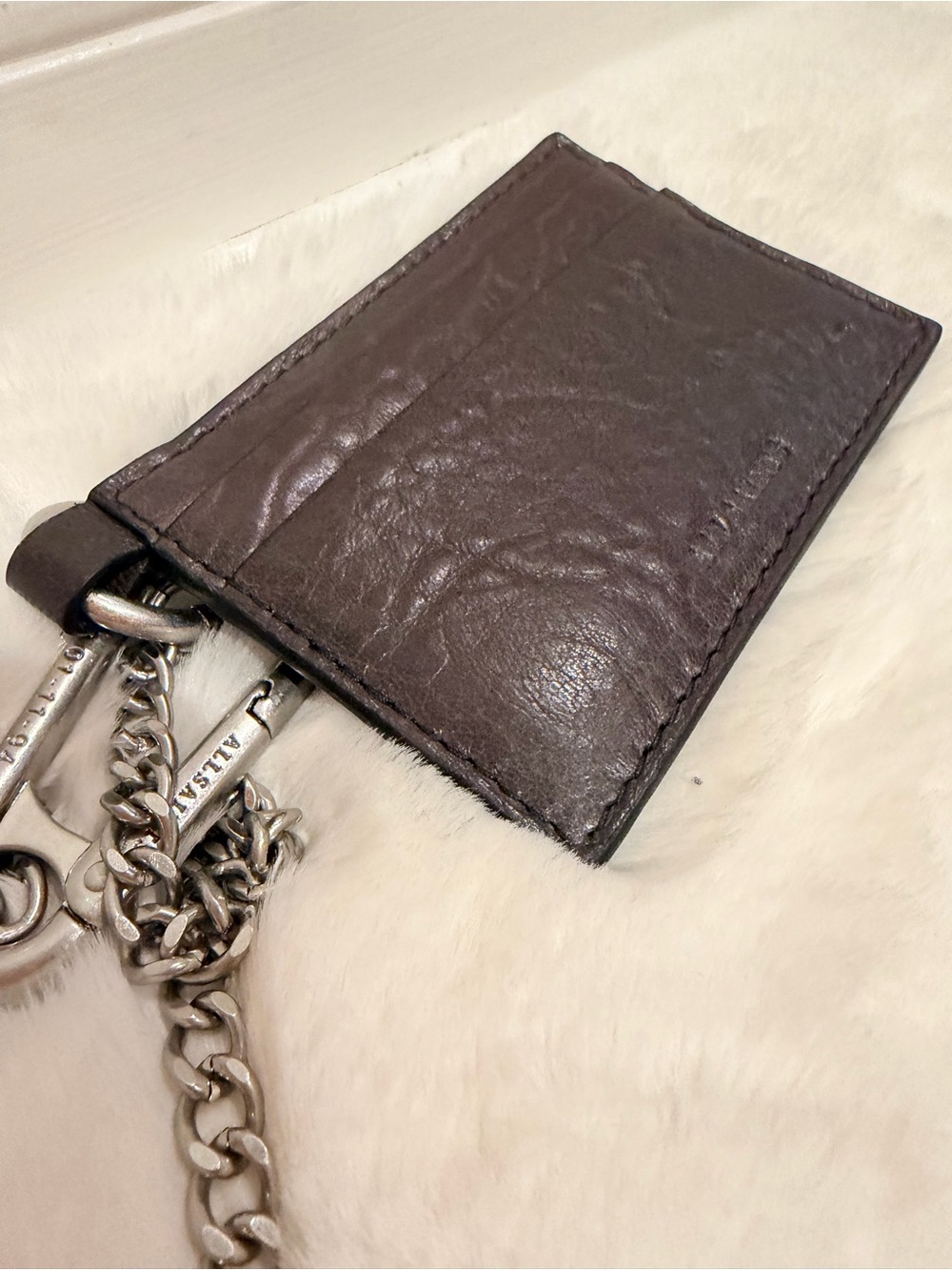 All Saints Leather Chain Card Holder - Black/Brown